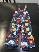 Hanna Andersson Girls Snow Ski Bib Overalls 3 / EU 90 Navy Floral New