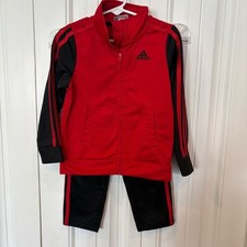 Adidas Red And Black Two Piece Pant Set Size 3T
