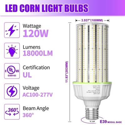 120 Watt LED Corn Bulb Light 5000K AC100-277V Commercial Warehouse Shop Lighting