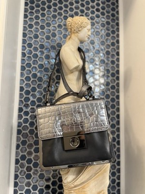 Milly New York 2-in-1 Black Leather Satchel/Crossbody Bag with Removable Straps