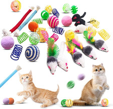 Cat Toys for Indoor Cats - 34 Packs Interactive Set with Colorful Springs, Mouse