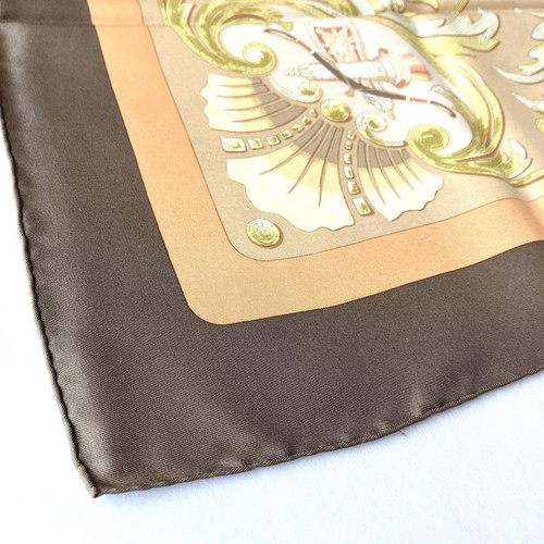 HERMES Silk Scarf Carré 90 Cheval Turc Brown 35 Inch Square Turkish Horse Design - Picture 9 of 19
