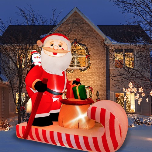 6.5FT Christmas Inflatable Santa Rides a Sledge Decoration, Blow Up Outdoor Y... - Picture 7 of 7