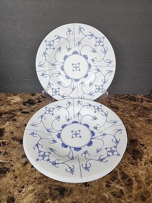 Set Of 4 ARCOPAL BLAU SAKS Soup Cereal Bowls 8.75'' Blue White Milk Glass Fading