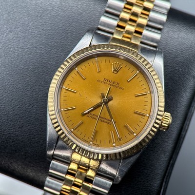Rolex Oyster Perpetual 14233 Champagne Dial Two-Tone Automatic 34mm Watch