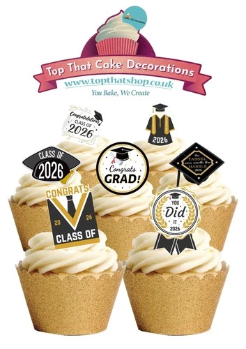 Cake Toppers Graduation 2026 Graduate Student 24 Stand Up Edible Wafer Paper