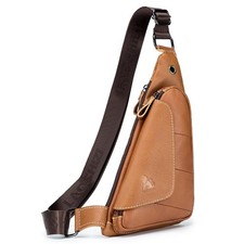 Genuine Leather sling bag for men women casual crossbody backpack small shoul...