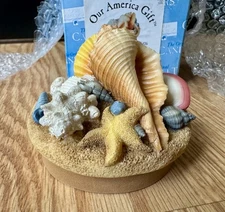 Vtg Our America Gift Shell Candle Jar Topper/Decorative Stopper 1999