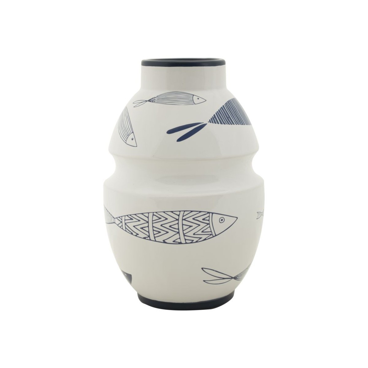 Vase en céramique poissons multicolore 24cm avec finition émaillée artisanale
