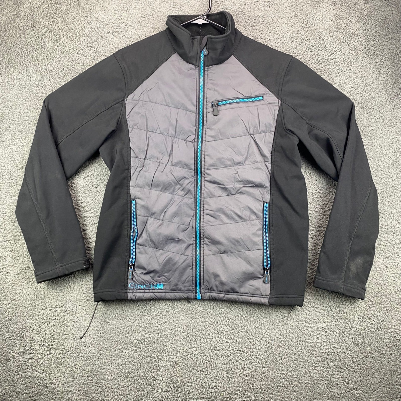 Cinch Mens Small Gray Black Softshell Puffer Jack… - image 1