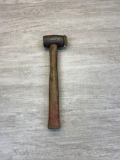 VINTAGE CHICAGO RAWHIDE LEATHER TOOL HAMMER MALLET Iron W/ Wood Handle USED MISS