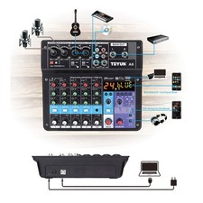 A6 6CH Protable Mini Mixer Audio Console With Sound Card USB Recording Sing LENG