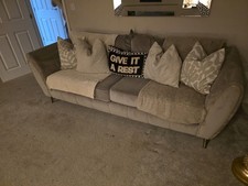 Sofology Gabrielle Fabric 4 Seater Gold Trim in Plush Pebble - Great Condition