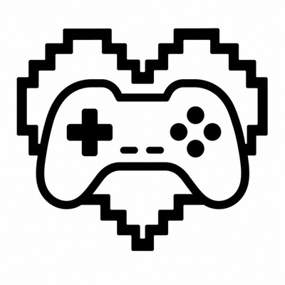 Gaming Aufkleber Gamer Pixel Heart Vinyl Sticker 8-29cm Schwarz Weiß