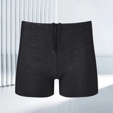 Adult Swimming Trunks for Men Pure Black Large Size Professional Waterproof Quic
