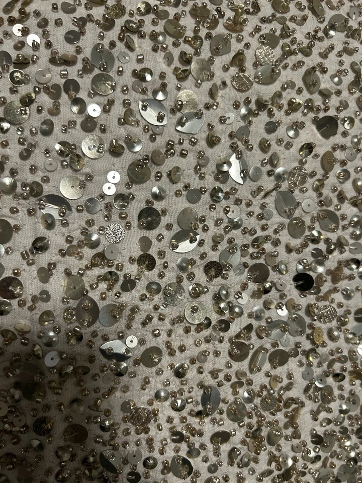 Funda de Almohada de Lentejuelas 16" Cuadrado Oro Plata Cuentas en Algodón Tostado Neutro Glamour Vacaciones Foto 2 de 4