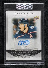 2019-20 Upper Deck Clear Cut Embedded Endorsements 24/99 Cam Atkinson Auto 10dn