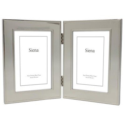 Flat Double Border Plain Silver Picture Frame, Tarnish Resistant Finish, Perf...