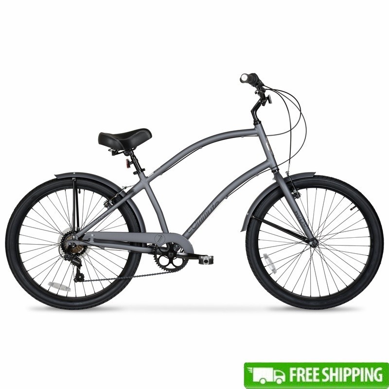Men's 26" Cruiser Bike Lightweight Aluminum 7-Speed Comfort 