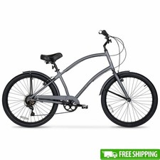Men's 26" Cruiser Bike Lightweight Aluminum 7-Speed Comfort Saddle Commuter New