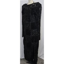 VINTAGE Judith Ann Creations Black Velvet Beaded Sequin Patchwork Maxi Dress M