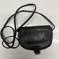 Hand-tooled genuine leather crossbody bag from India / boho / festival style