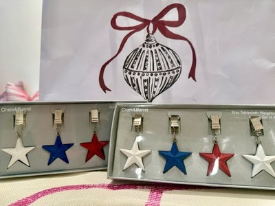 Crate & Barrel Star Tischdeckengewichte. Zwei 4er Sets. Nagelneu verpackt.