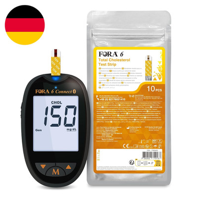 FORA 6-In-1 Cholesterin Messgerät Mit Bluetooth, Starterset Inkl. 10 Gesamtchole