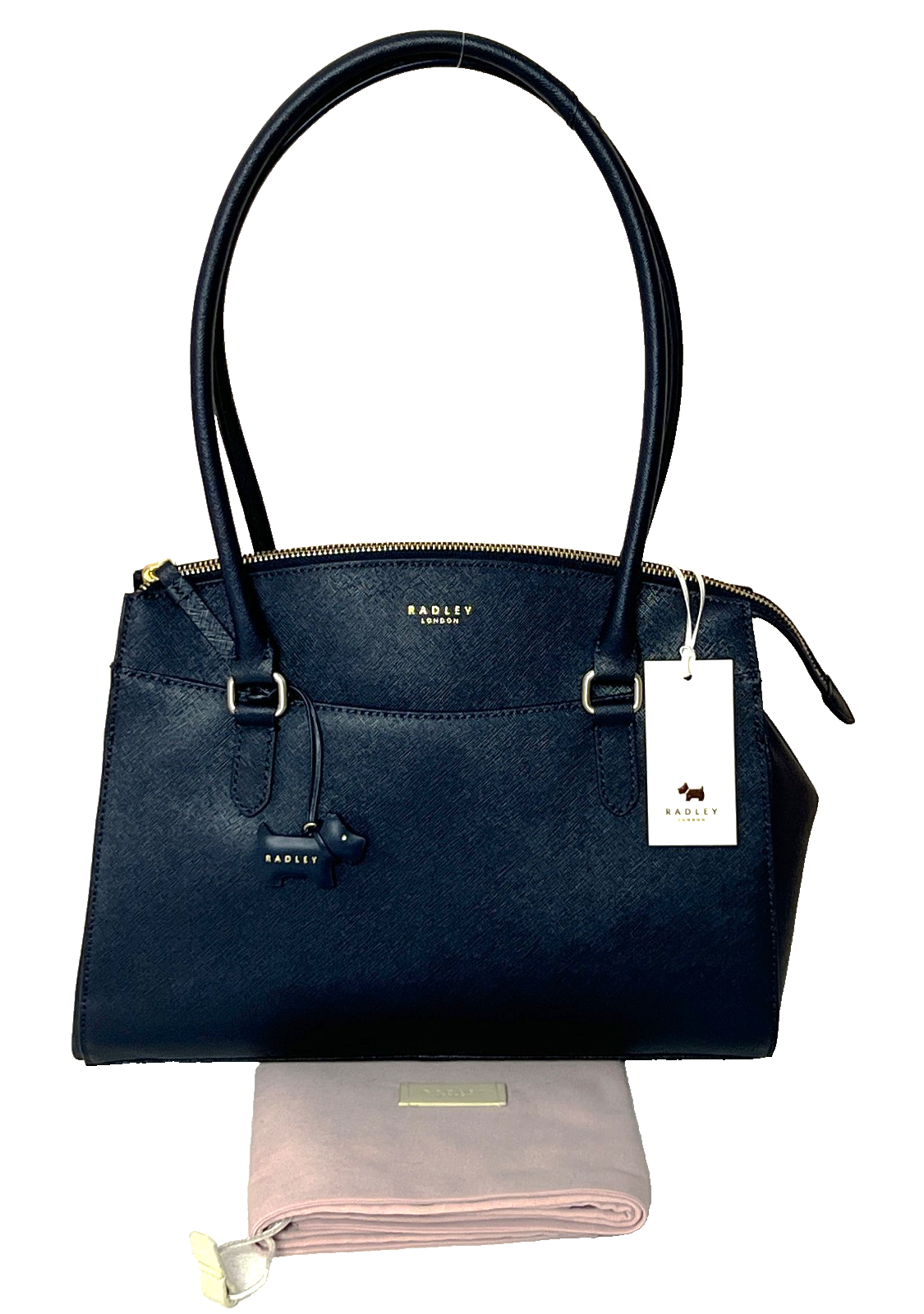 Radley Handbag Medium Shoulder Bag Work Bag Sandham Ink Blue Saffiano Leather