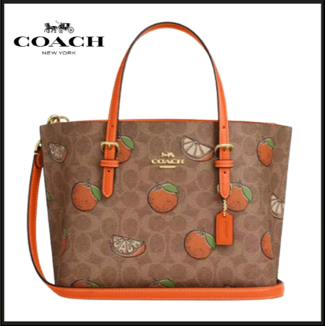 COACH CBB55 Mollie Tote Bag 25 In Signature Canvas Orange Tan