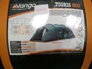 Vango Tigris 800 8 Person Family Tunnel Camping Tent & Extension Tunnel