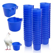 Rainmae 50 Pcs Cage Cups Birds Hanging Feeders Chicken Water Bird Blue