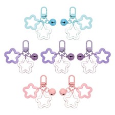 Star Keychain, 7 Pcs Candy Color Acrylic Pentagram Keychain, Purple/Pink/Blue