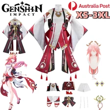 Genshin Impact Yae Miko Costume Game Cosplay Outfits Uniform Wigs Halloween Suit