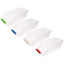 White Reusable Plastic Storage Basket Drawer 4Pcs for Organizing Sundries