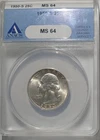 1950 S Silver Washington Quarter   ANACS MS64 Old Blue Holder