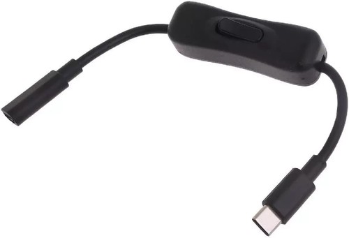 "Black USB C Extension Cable with Inline On/Off Switch – 4 Power Switch Cables"