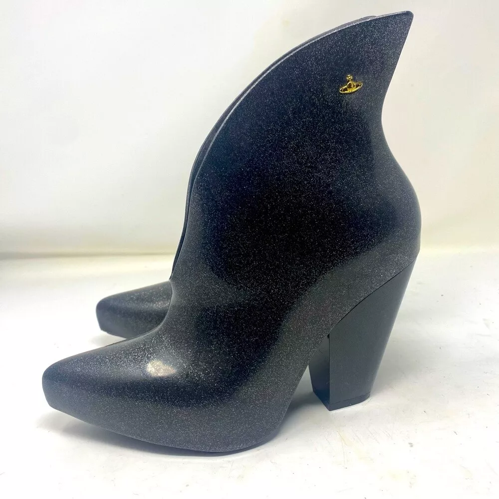 Vivienne Westwood Anglomania x Melissa Gunmetal Gray Rubber Rain Boots