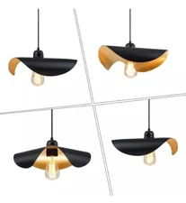 Senroyal Pendant Light Matte Black Finish w/ Gold Interior Shade 13"