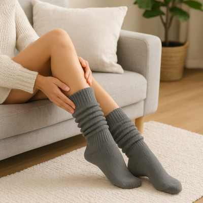 1 Pair  Slouch Socks for Women Shoe Size 5-10 Cotton Extra Heavy and Extra Long