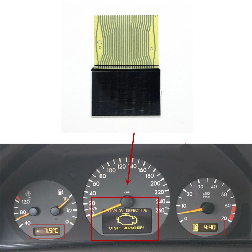 Pantalla LCD de instrumento medio para Mercedes Benz W202 W210 W208 R170 98-02 Foto 2 de 4