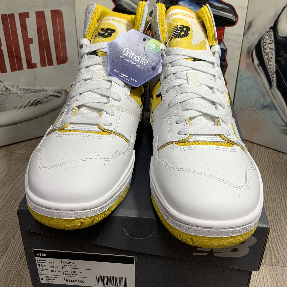 スニーカー NEW BALANCE Men Sneakers BB650RCGWHITE Yellow New Balance High Top Shoes Men 10 White Yellow Basketball