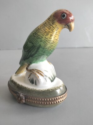 Vintage Limoges Peint Mein Parrot Bird  Trinket Box 3''