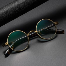 Vintage Round Titanium Acetate Eyeglasses Frames Small Oval Full Rim Japan Hand