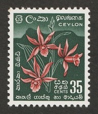 Product Image: 1958-59 Sri Lanka, Ceylon Sc# 351 - 35¢ Star Orchid Flower. MH stamp Cv$7.75