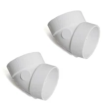 2 Central Vacuum 45 Degree White Elbow Fittings for 2-Inch PVC Pipe