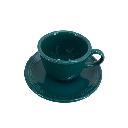 Fiestaware Cup & Saucer Dark Green Set 7 oz Lead Free Homer Laughlin - Picture 4 of 8