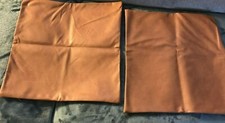 Set of 2 Faux Leather Decorative Throw Pillow Covers Modern 16" x 16" Brown