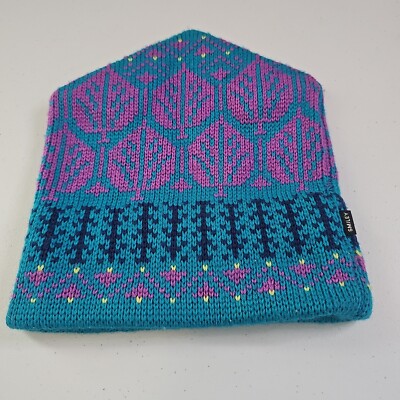 Vintage Smiley Hat Wool Ski‎ Hat Blue With Pink Beanie Vintage Smiley Hat Pom Pom Ski Beanie Lavendar/Pink/Blue 100  main image 4