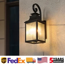 23'' Wall Light Outdoor Modern Black Exterior Glass Shade Porch Sconce Fixture